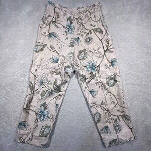 Vintage Kathie‎ Lee Floral Linen Blend Pants High Waist Casual Trousers Size 10